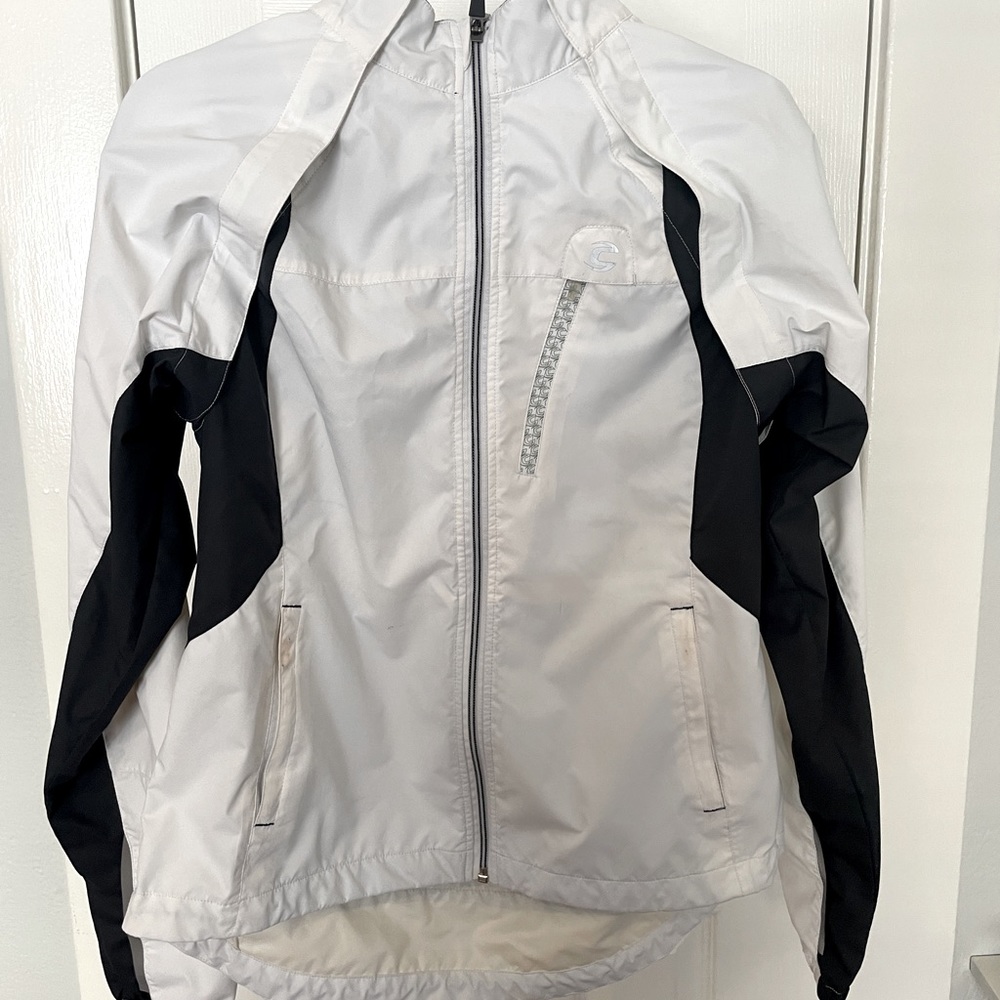 Cannondale Womens L Cycling Zip Jacket Vest Convertible White with Black trim.